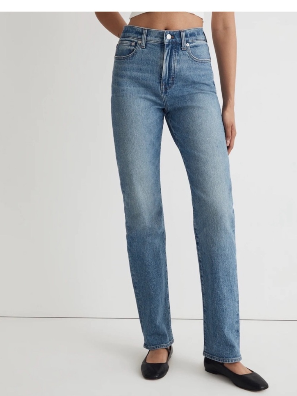 Madewell 90s Straight Jeans 24 Enmore Wash High Rise Raw Hem